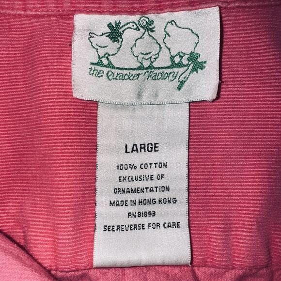 Lot Of 2 Quacker Factory LG Corduroy Shirt Button Embroidered Holiday Christmas - Picture 7 of 14